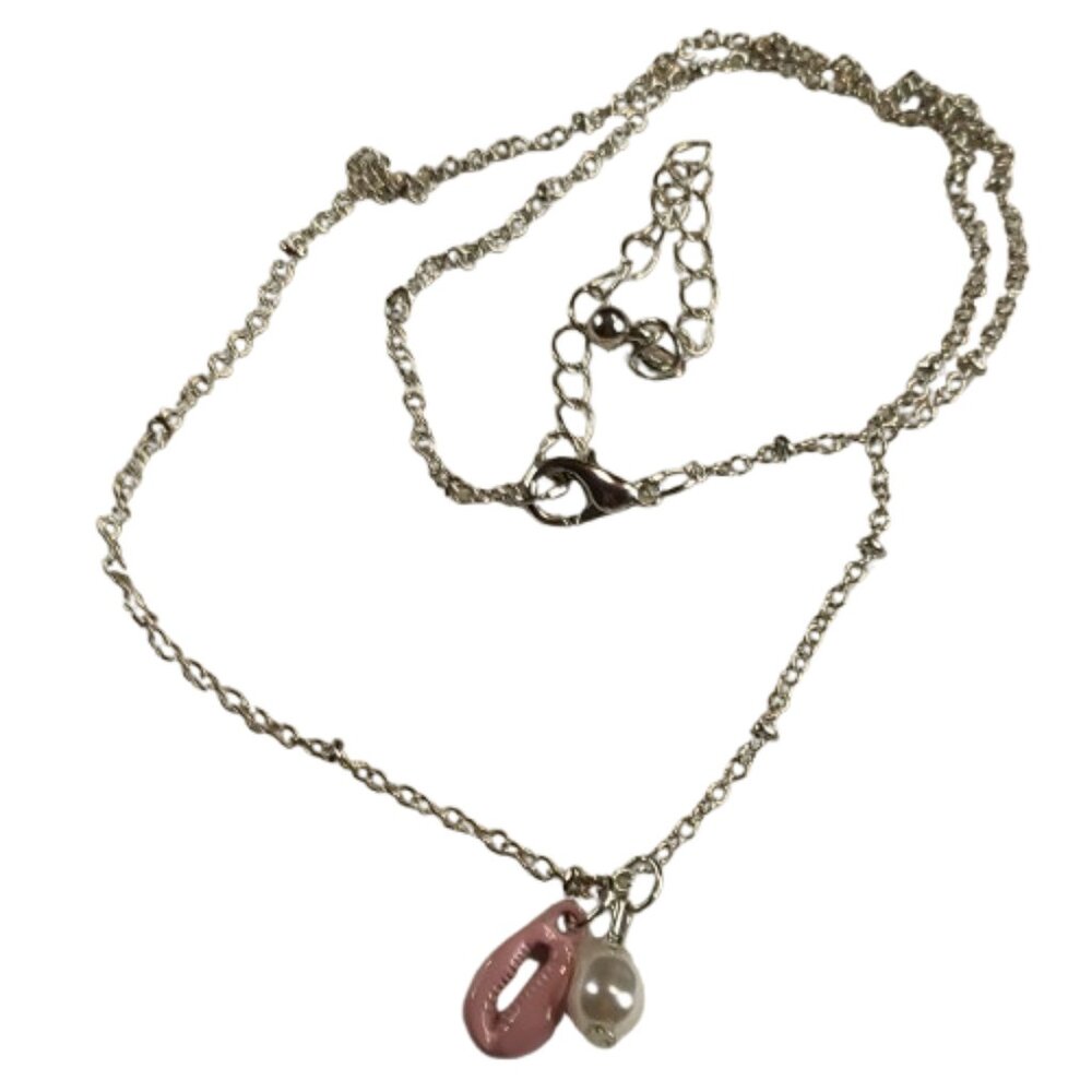 Art Class Sliver Necklace Pink Seashell and White Pearl Pendants New NWOT